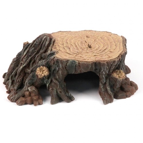 Tocón de árbol con refugio para terrario