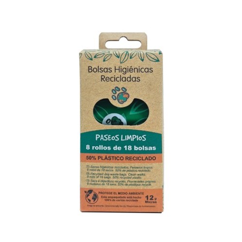 BOLSAS HIGIÉNICAS RECICLADAS PARA PERROS 8 ROLLOS