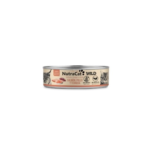 LATA DE SALMÓN, POLLO Y TERNERA PARA GATOS NUTRACAT WILD 80 G
